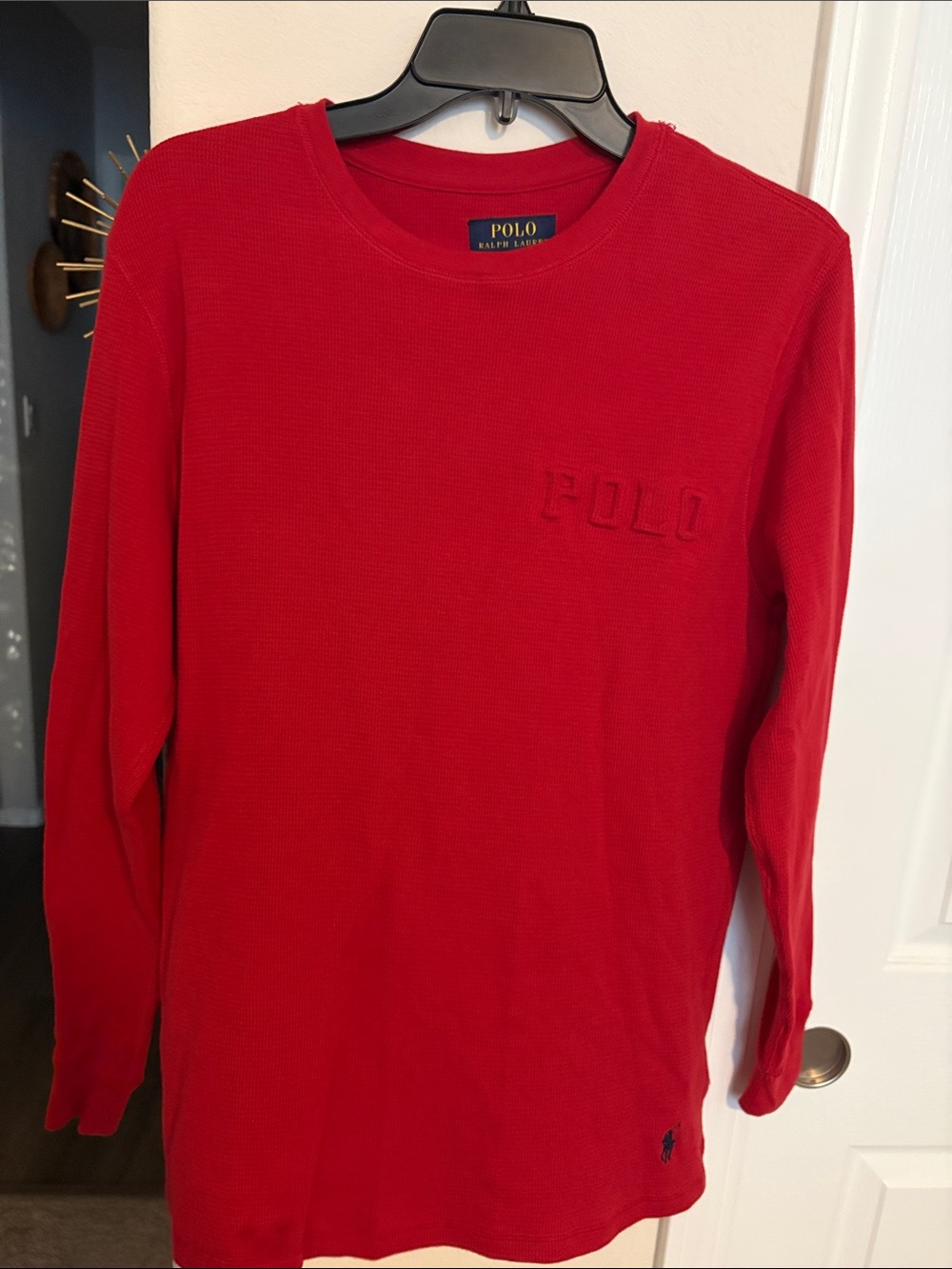 Polo by Ralph Lauren Red Waffle-Knit Crewneck Shirt